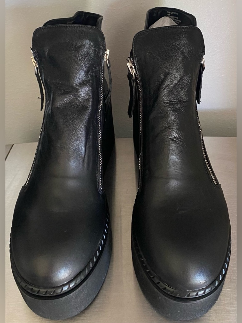 NEW-STEVE MADDEN LEATHER PLATFORM BOOTS DOUBLE ZIP BOOTS